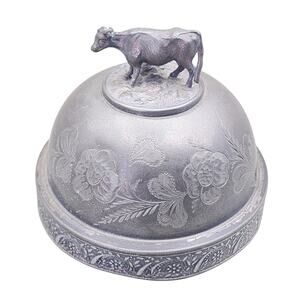 Antique Meriden Britannia Co Silver Plated Butter Dish Victorian Floral 3.5"h